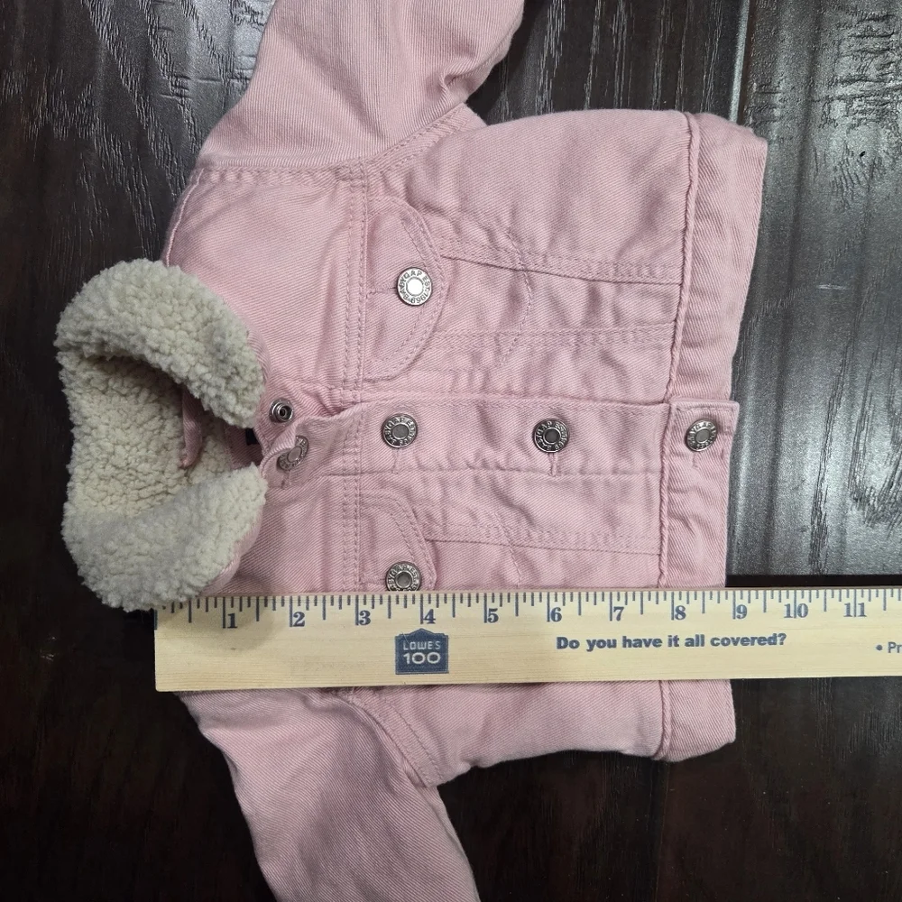 Gap Pink Baby Denim Jacket with Sherpa Lining And Collar
